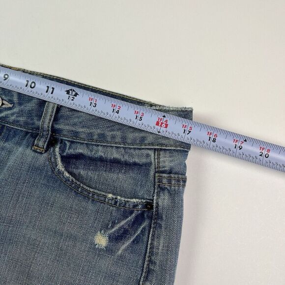 GAP Y2K Micro Mini Denim Skirt Size 10 Preppy Low Rise Raw Hem Distressed - Picture 6 of 11